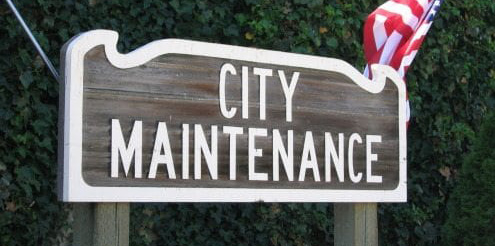 City of Medical lake Maintenance sign.